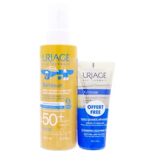 Uriage Bariésun Hydraterende Zonnenspray voor Kinderen, Zeer Hoge Bescherming SPF 50+, 200 ml + Gratis Xémose Kalmerende Reinigingsolie, 50 ml