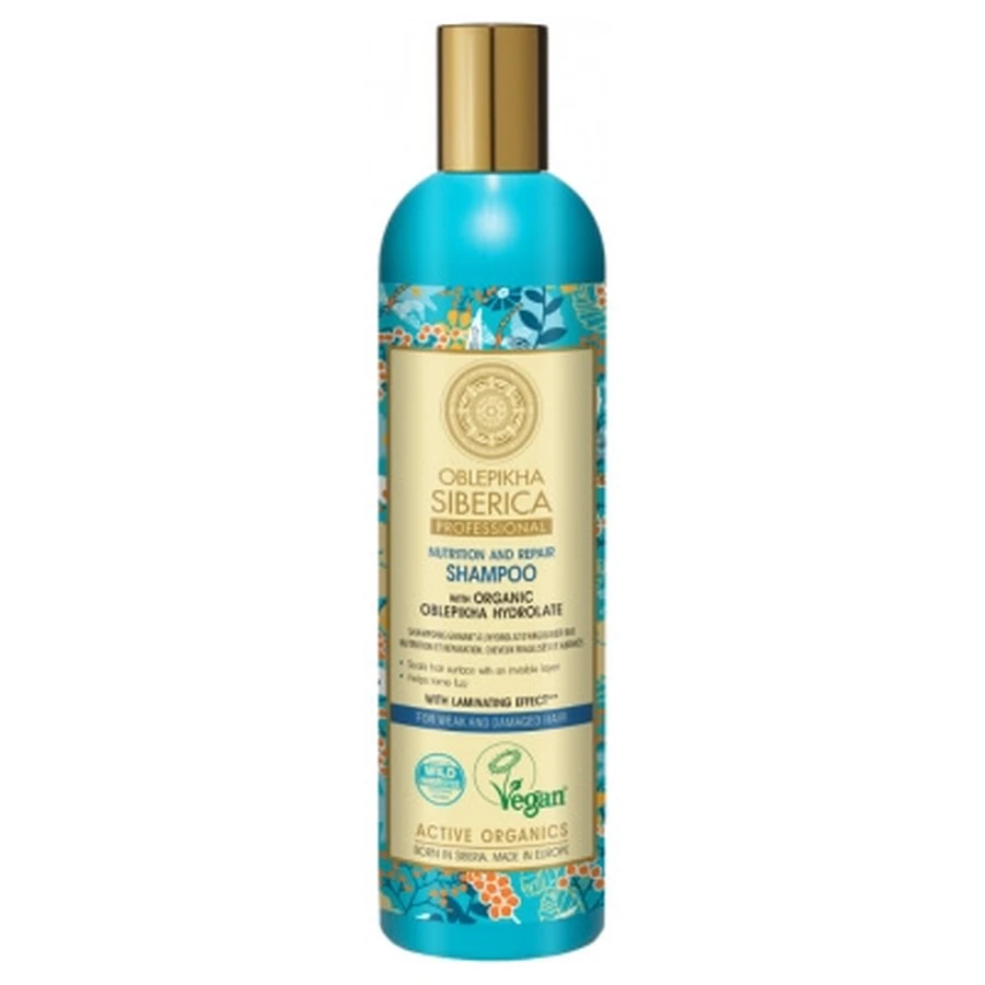 Champú nutritivo y reparador Oblepikha de Natura Siberica con hidrosol de espino amarillo ecológico, 400 ml
