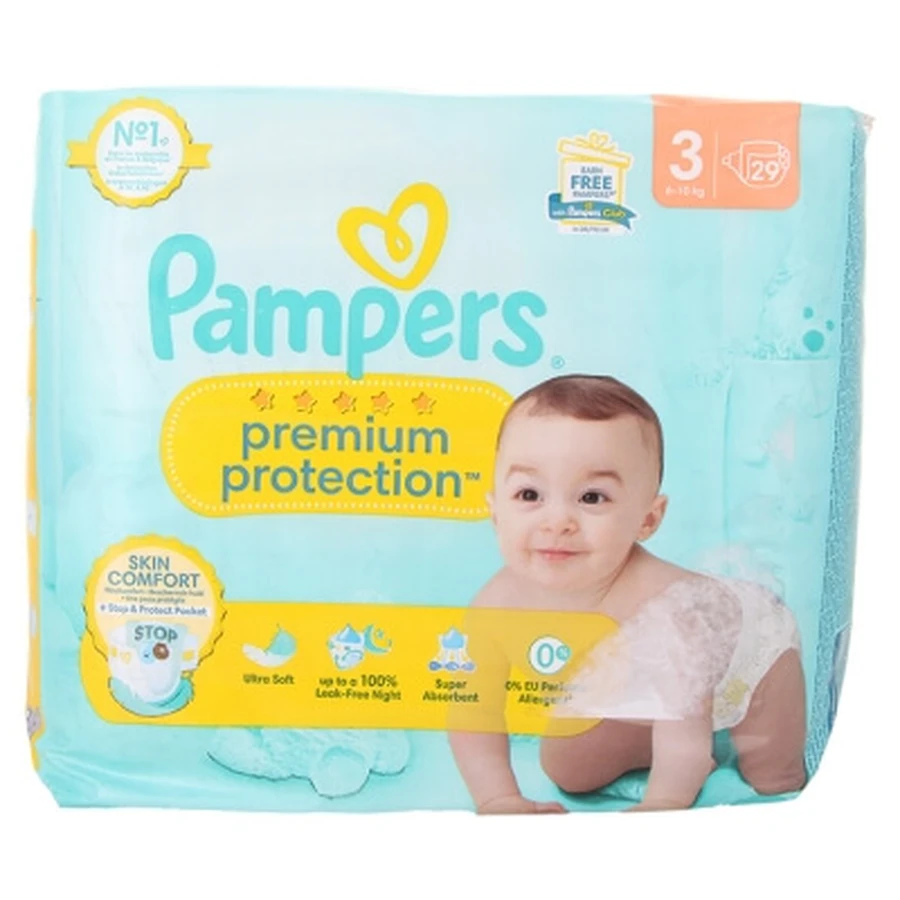 Pampers Premium Protection Skin Comfort Größe 3, 29 Windeln (6–10 kg)