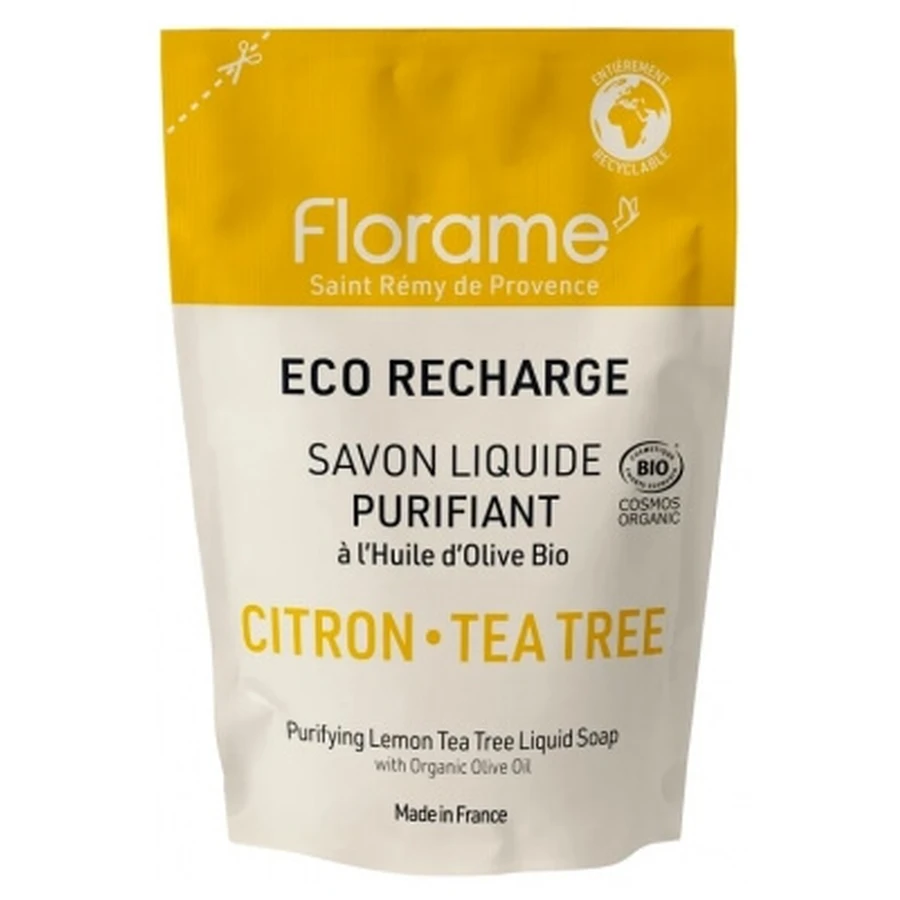Florame Bio-Flüssigseife mit Zitrone und Teebaumöl, reinigend, Nachfüllpackung, 470 ml
