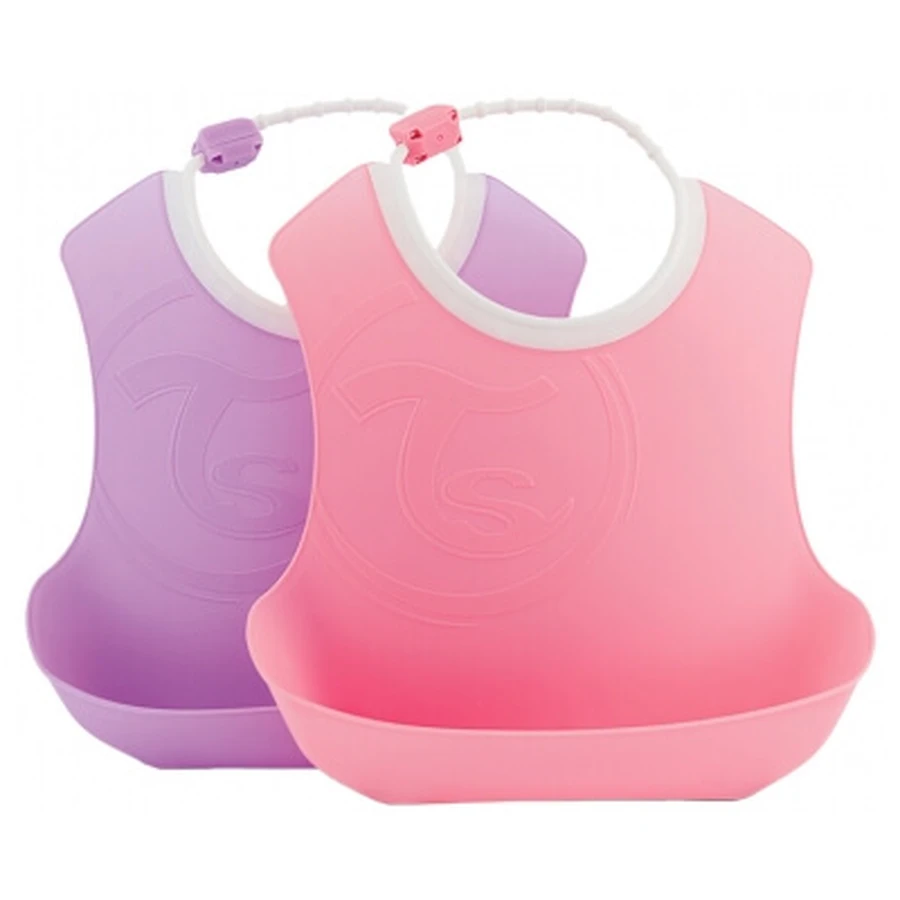 Twistshake Bavoir Doux avec Récupérateur 4 Mois et + Lot de 2