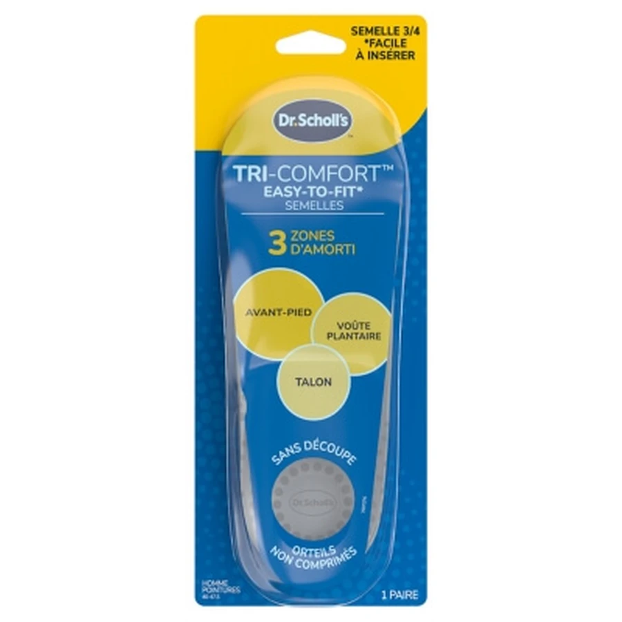 Scholl Tri-Comfort Easy-to-Fit Insoles for Men, 1 Pair