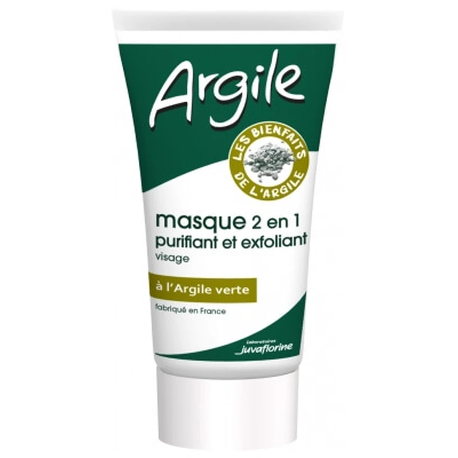 Mascarilla de arcilla verde purificante y exfoliante 2 en 1 de Juvaflorine, 70 g
