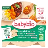 Babybio: Chili suave de verduras con zanahorias, granos de maíz y alubias rojas, a partir de los 12 meses, ecológico, 230 g