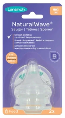 Lansinoh Natural Wave 2 Teats, Medium Flow