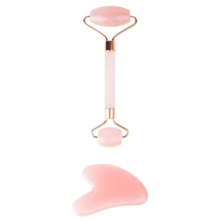 Brushworks roze roller van kunsthars & gua sha