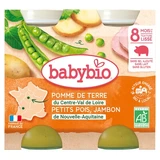 Babybio: patatas, guisantes y jamón — A partir de los 8 meses — Ecológico — 2 tarros de 200 g cada uno