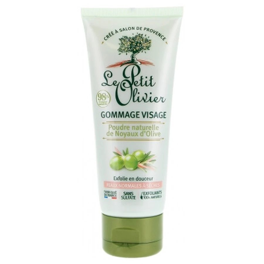 Exfoliante facial natural en polvo con huesos de aceituna de Le Petit Olivier, 75 ml