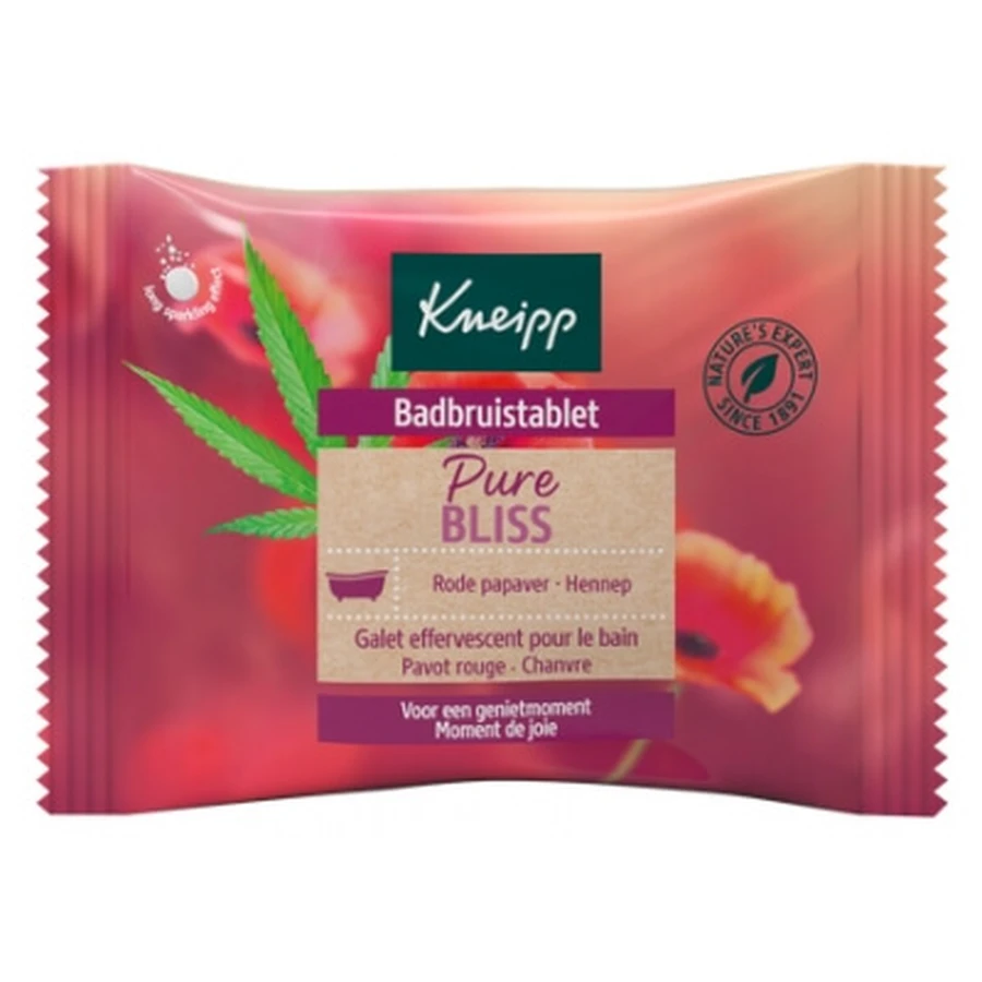 Kneipp Pure Bliss Effervescent Bath Tablet: Red Poppy - Hemp, 1 Tablet