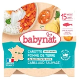 Babybio Babynat: zanahoria, patata y bacalao salvaje, a partir de los 15 meses, 260 g