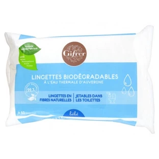 Toallitas biodegradables Gifrer con agua termal de Auvernia, 60 toallitas