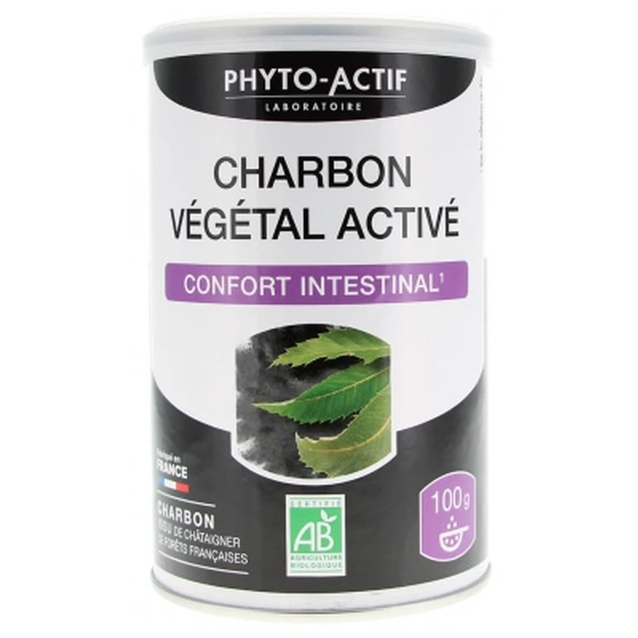 Phyto-Actif: carbón vegetal activado ecológico para el bienestar digestivo, 100 g