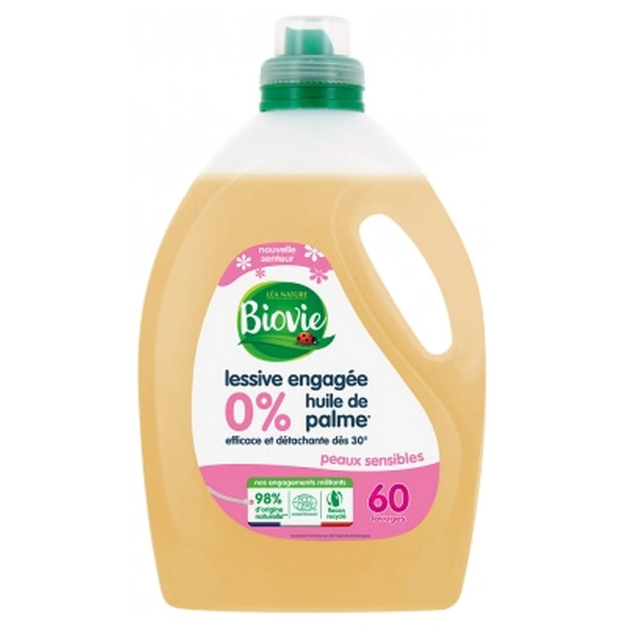 Detergente sostenible para la ropa Biovie para piel sensible, 3 L