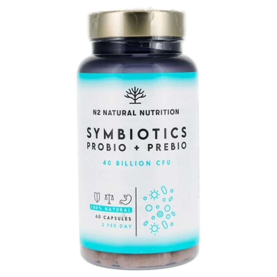N2 Natural Nutrition Symbiotics: probióticos y prebióticos, 60 cápsulas