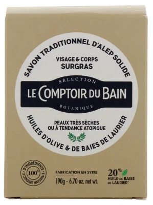 Le Comptoir du Bain Traditional Aleppo Bar Soap, 190 g