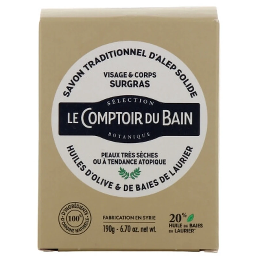 Le Comptoir du Bain Traditional Aleppo Bar Soap, 190 g
