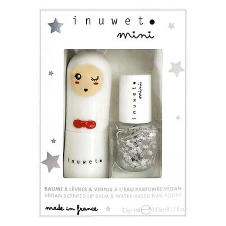 Inuwet Lip Balm Set 3.5 g + Cotton Candy-Scented Water-Based Nail Polish 5 ml