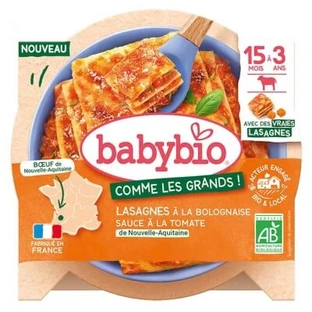 Babybio Lasagne met Bolognese en tomatensaus, 15 maanden tot 3 jaar, biologisch, 200 g