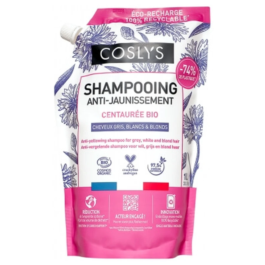 Champú orgánico antiamarilleamiento Coslys, recambio ecológico, 1 l