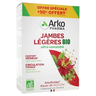 Arkopharma Arkofluides Jambes Légères Bio 20 Ampoules + 10 Ampoules Offertes
