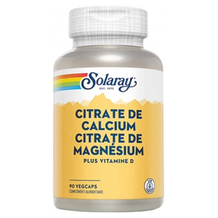 Solaray Calciumcitrat und Magnesiumcitrat 90 vegetarische Kapseln mit Vitamin D
