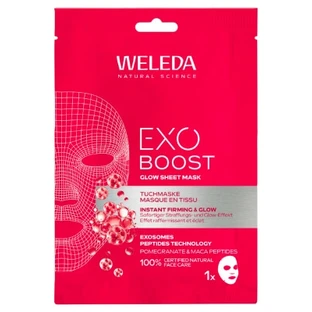 Mascarilla en láminas Exo Boost Glow de Weleda, 20 ml