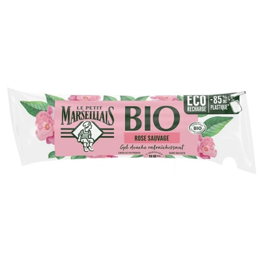 Le Petit Marseillais Verfrissende biologische douchegel met wilde roos (Eco Refill), 250 ml