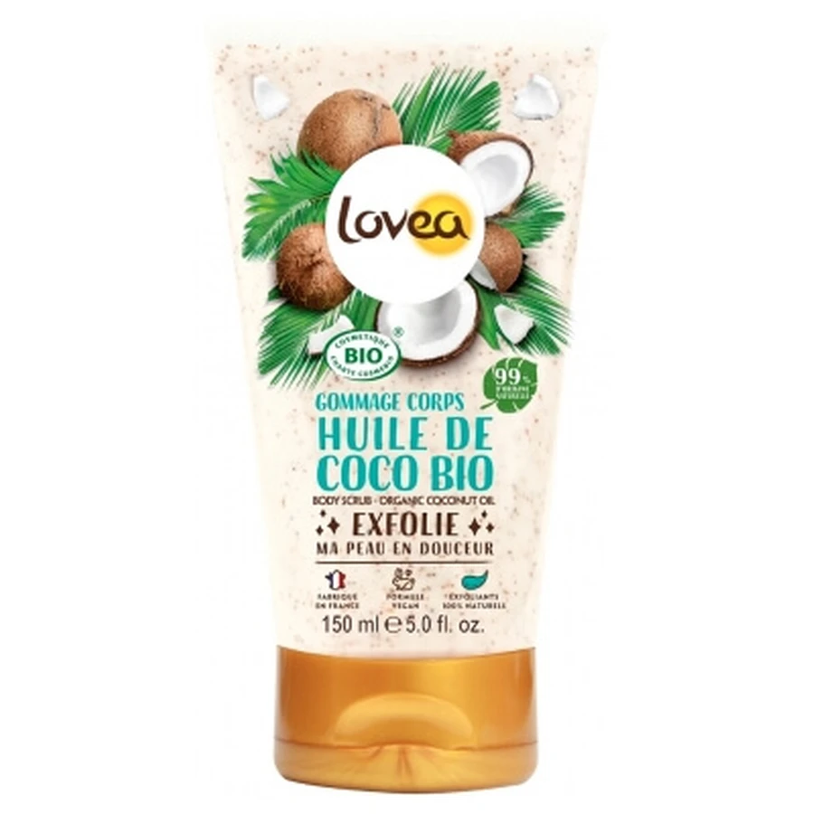 Exfoliante corporal de aceite de coco ecológico Lovea, 150 ml