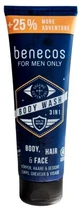 Gel de ducha orgánico 3 en 1 Benecos For Men Only, 250 ml