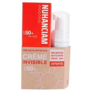 Nuhanciam Invisible Cream LSF 50+ 50 ml + kostenloser „Radiance & Softness“ sanfter Make-up-Entferner-Reinigungsschaum 50 ml