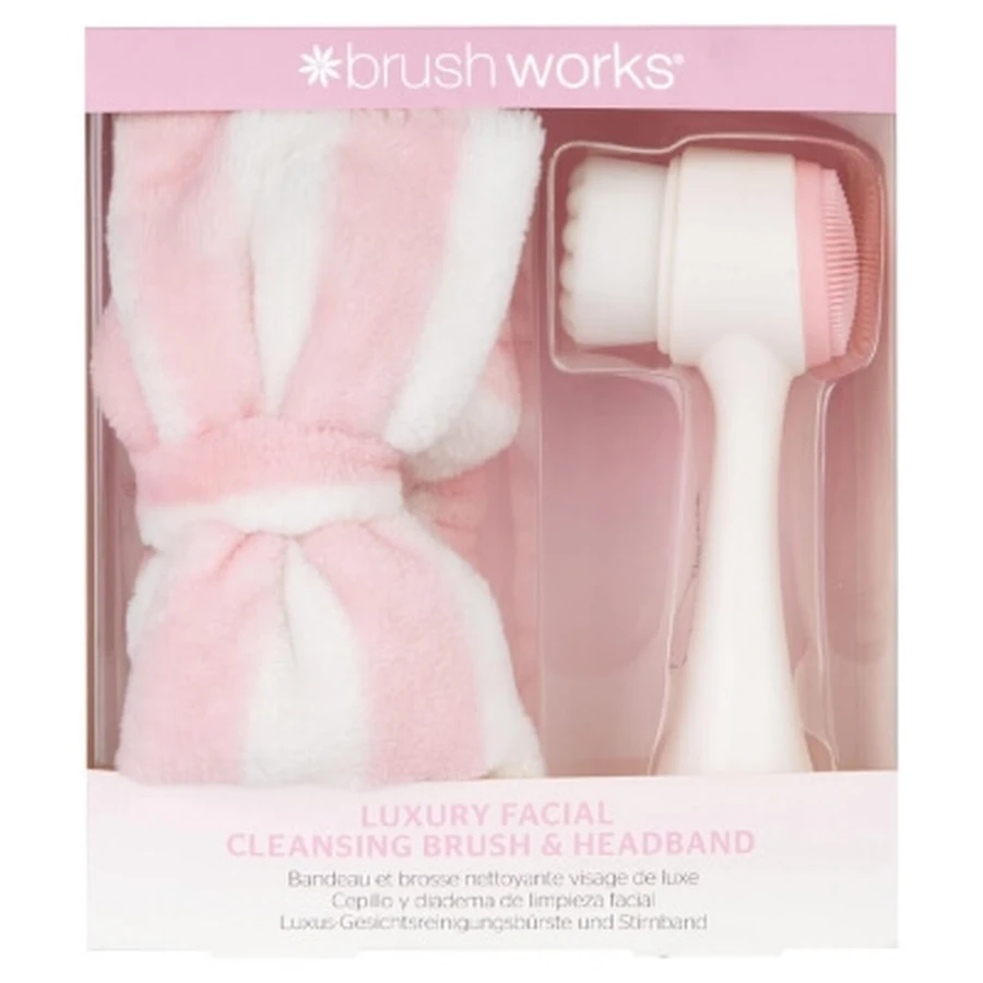 Brushworks make-uphoofdband + luxe gezichtsreinigingsborstel