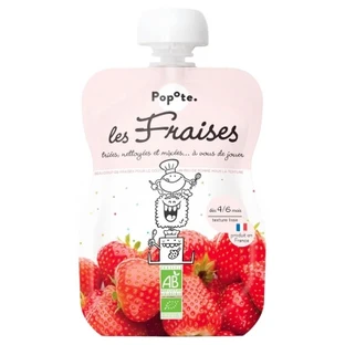 Popote Gourde Biologische Aardbeiencompote, voor baby’s vanaf 4–6 maanden, 120 g
