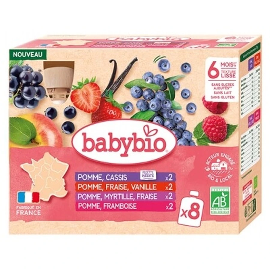 Babybio Multiparfums vanaf 6 maanden, biologisch, 8 zakjes van 90 g