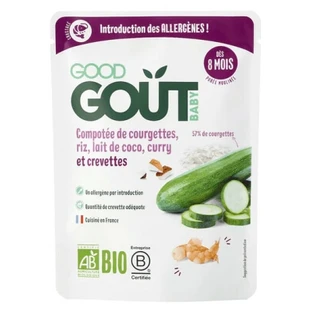Good Goût Courgettecompote met rijst, kokosmelk, kerrie en garnalen — Voor baby’s vanaf 8 maanden — Biologisch 190 g