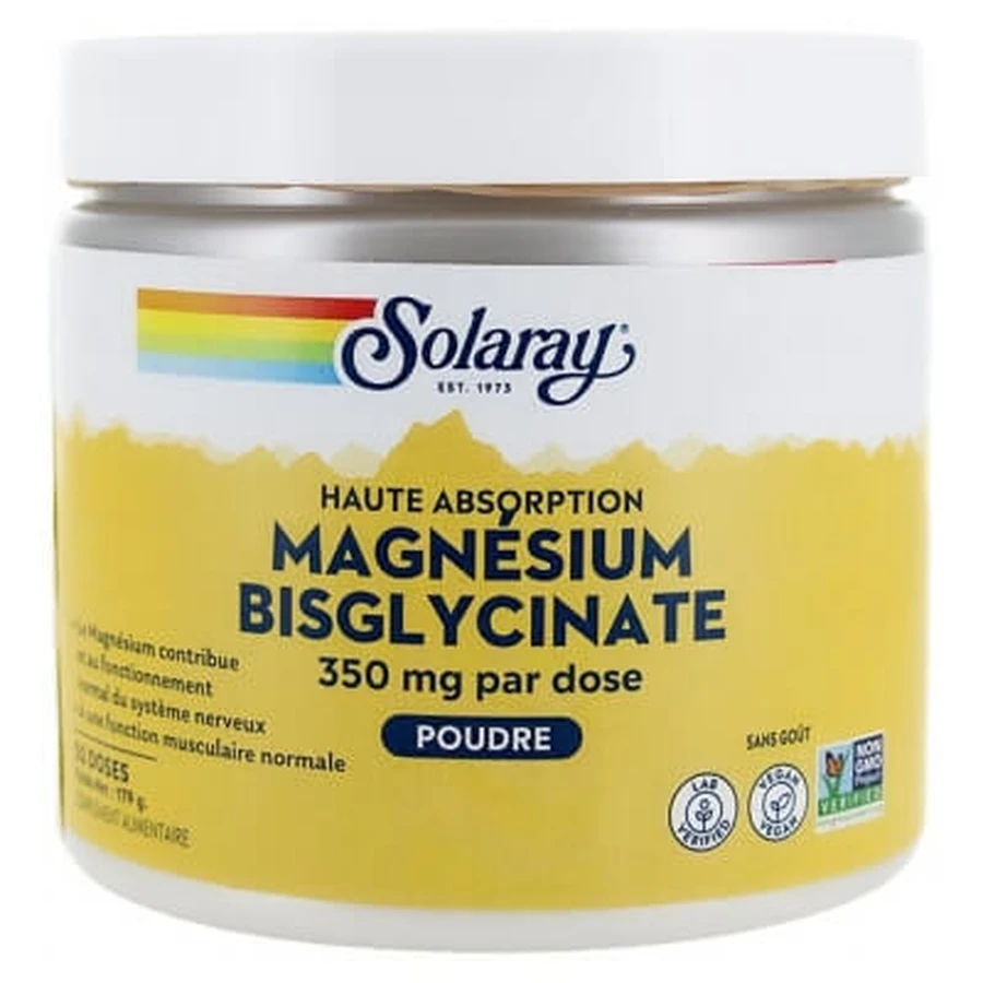 Solaray Magnésium Bisglycinate 350 g Poudre 50 Doses