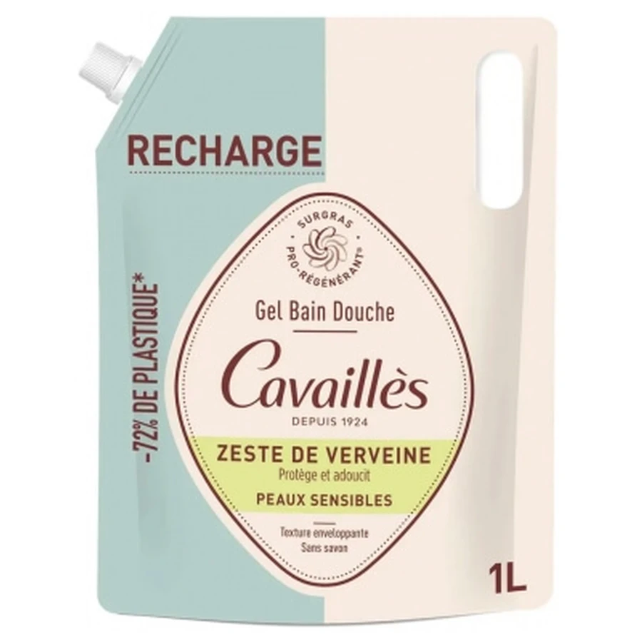 Cavaillès Verbena Zest Shower Gel for Sensitive Skin, 1 L Refill