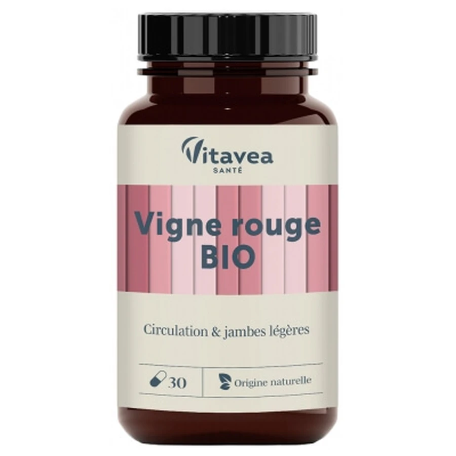 Vitavea: Uvas rojas ecológicas para la circulación y para aliviar la pesadez en las piernas, 30 cápsulas
