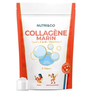 Nutri&Co Collagène Marin Type I, II et III Vitamine C Goût Neutre - 180g
