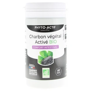 Phyto-Actif: carbón vegetal activado ecológico para el bienestar digestivo, 60 cápsulas
