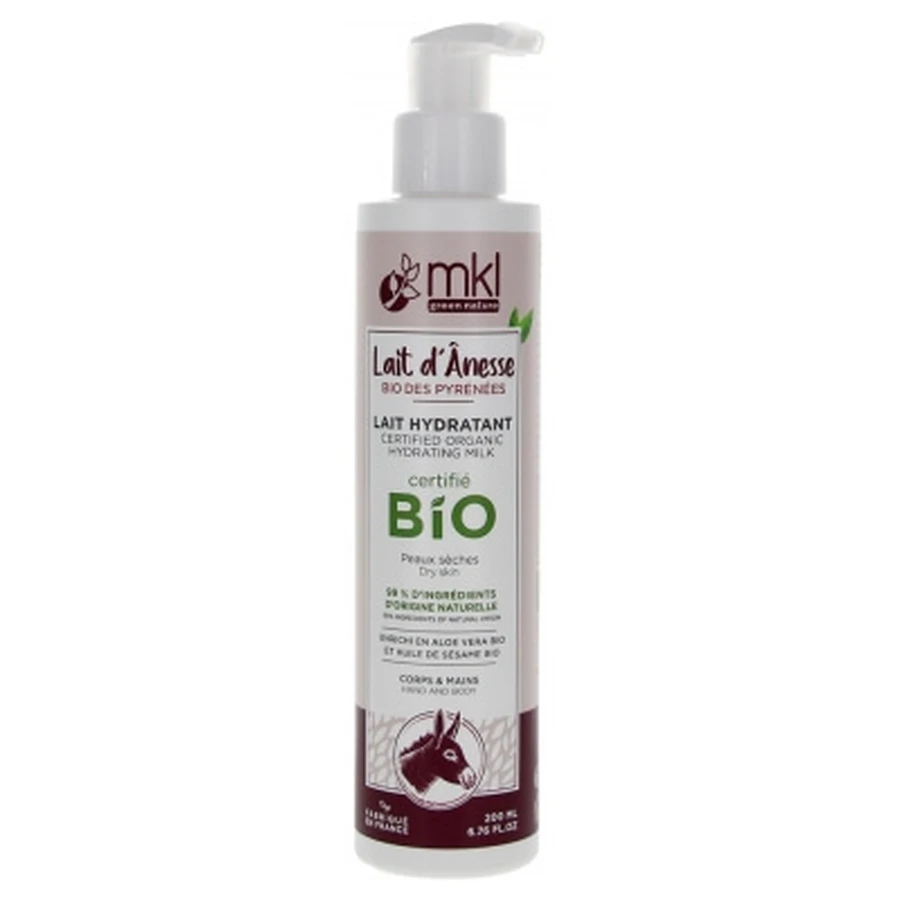 MKL Green Nature Lait d'Ânesse Bio du Gers Lait Hydratant Corps et Mains 200 ml