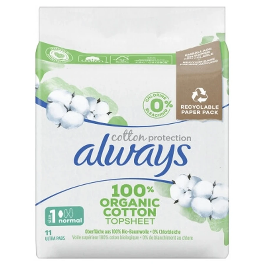 Always Cotton Protection 11 Sanitary Pads, Size 1