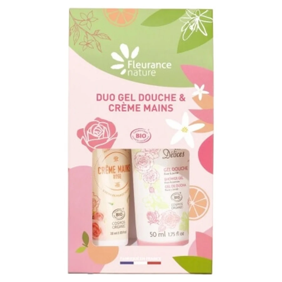 Fleurance Nature Crème Mains Rose Bio 30 ml + Gel Douche Rose & Jasmin Bio 50 ml