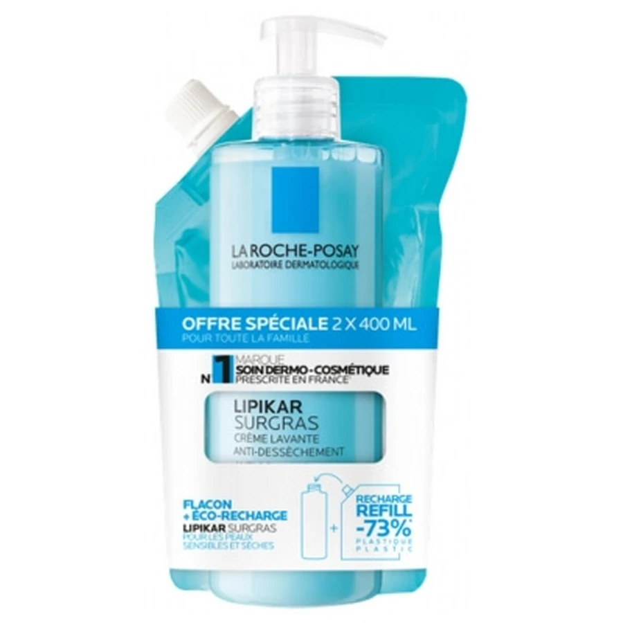 La Roche-Posay Lipikar Surgras Anti-Dryness Cleansing Cream 400 ml + Eco-Refill 400 ml
