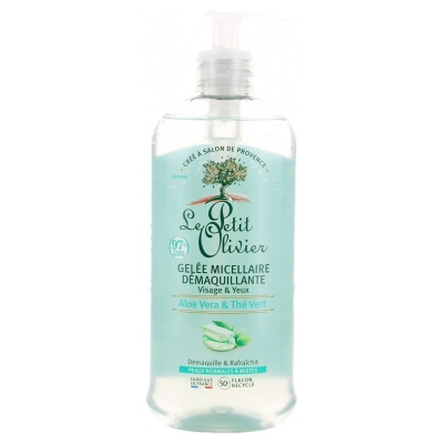 Gel limpiador micelar de aloe vera y té verde de Le Petit Olivier, 400 ml