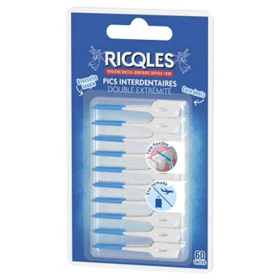 Ricqlès Interdentalstäbchen mit zwei Spitzen, 60 Stück