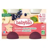 Babybio Appel en Zwarte Bes, vanaf 4 maanden, biologisch, 2 potjes van 130 g