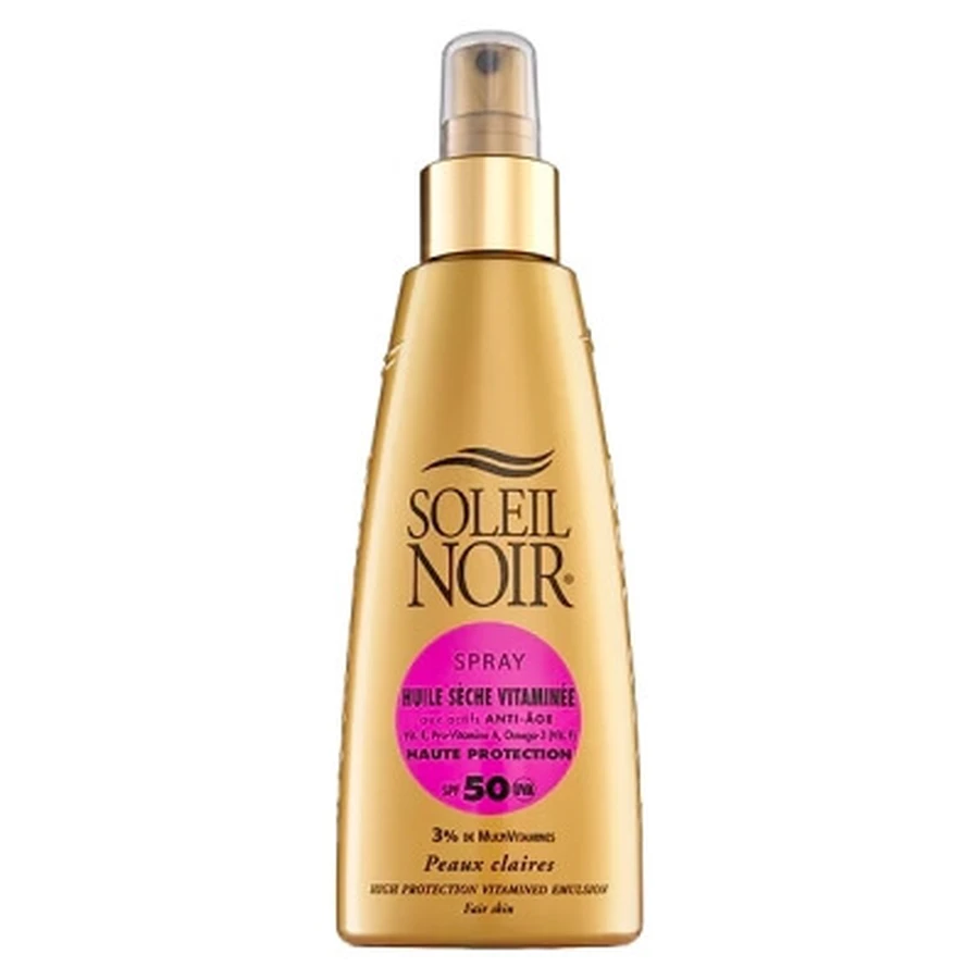 Aceite seco enriquecido con vitaminas Soleil Noir con SPF 50 en formato spray, 150 ml