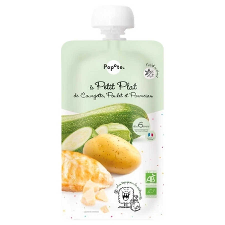 Popote Le Petit Plat Gourde Zucchini, Chicken, and Parmesan with Mashed Potatoes—Organic—For Babies 6 Months and Up—180 g