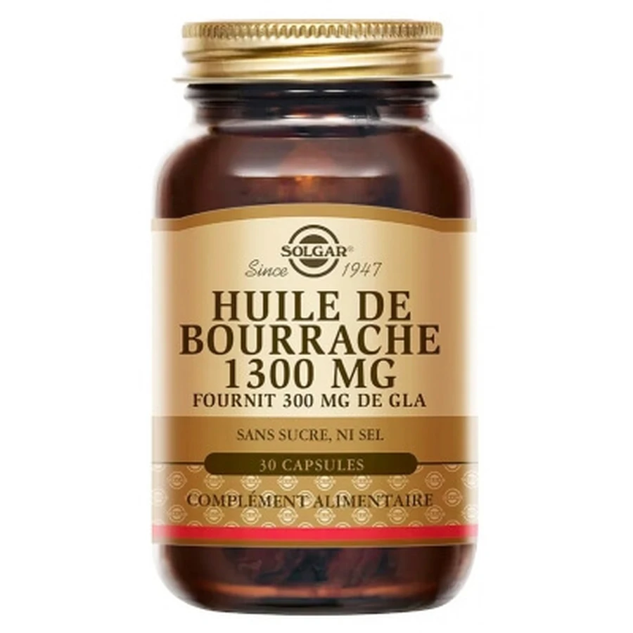 Aceite de borraja de Solgar, 1300 mg, 30 cápsulas