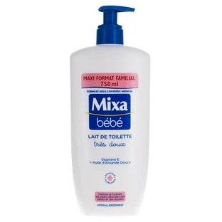Leche limpiadora hipoalergénica muy suave Mixa Baby, 750 ml